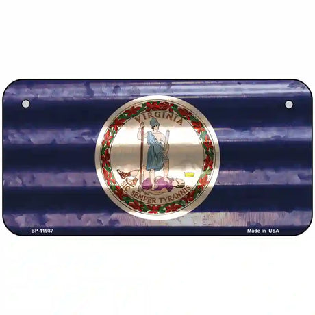 Virginia Corrugated Flag Novelty License Plate 6" x 3" (BP)