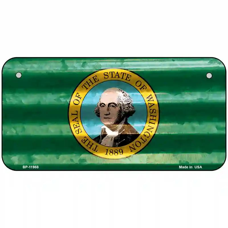 Washington Corrugated Flag Novelty License Plate 6" x 3" (BP)