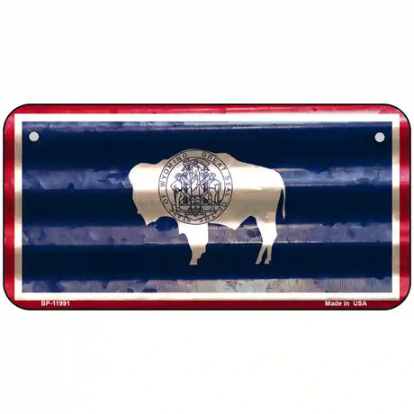 Wyoming Corrugated Flag Novelty License Plate 6" x 3" (BP)