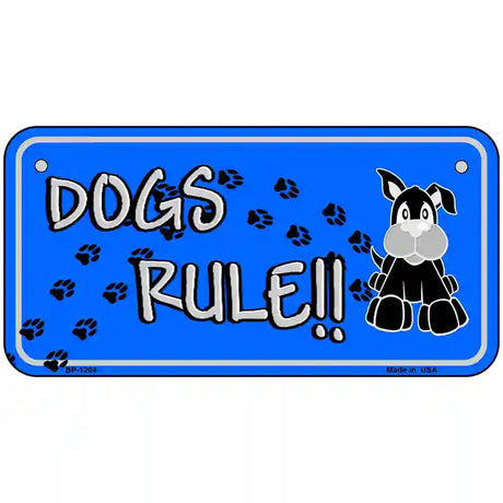 Dogs Rule Novelty Metal License Plate Tag