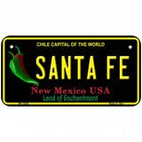 Santa Fe Black New Mexico Novelty Metal License Plate 6" x 3" (BP)