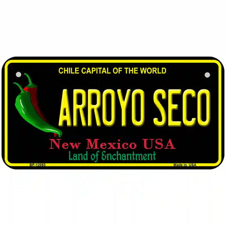 Arroyo Seco Black New Mexico Novelty Metal License Plate 6" x 3" (BP)