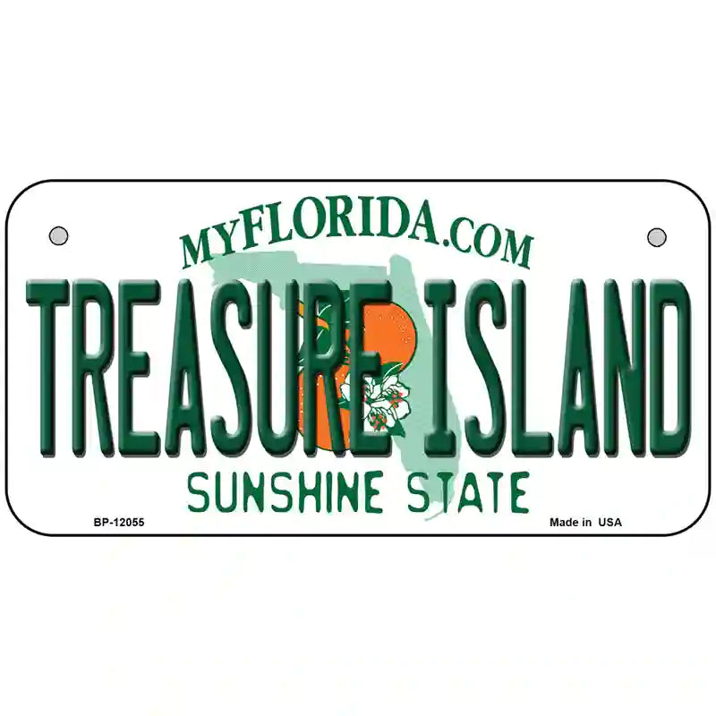 Florida Tresure Island Novelty Metal License Plate 6" x 3" (BP)