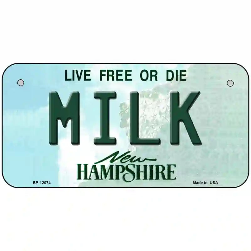 Milk New Hampshire State Novelty Metal License Plate 6" x 3" (BP)