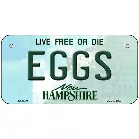 Eggs New Hampshire State Novelty Metal License Plate 6" x 3" (BP)