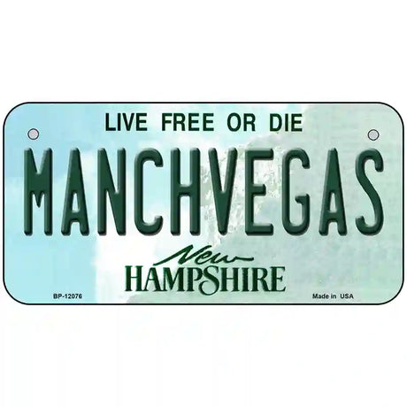 Manchvegas New Hampshire State Novelty Metal License Plate 6" x 3" (BP)