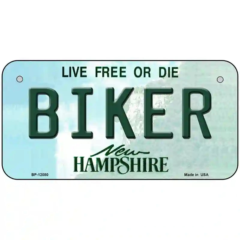 Biker New Hampshire State Novelty Metal License Plate 6" x 3" (BP)