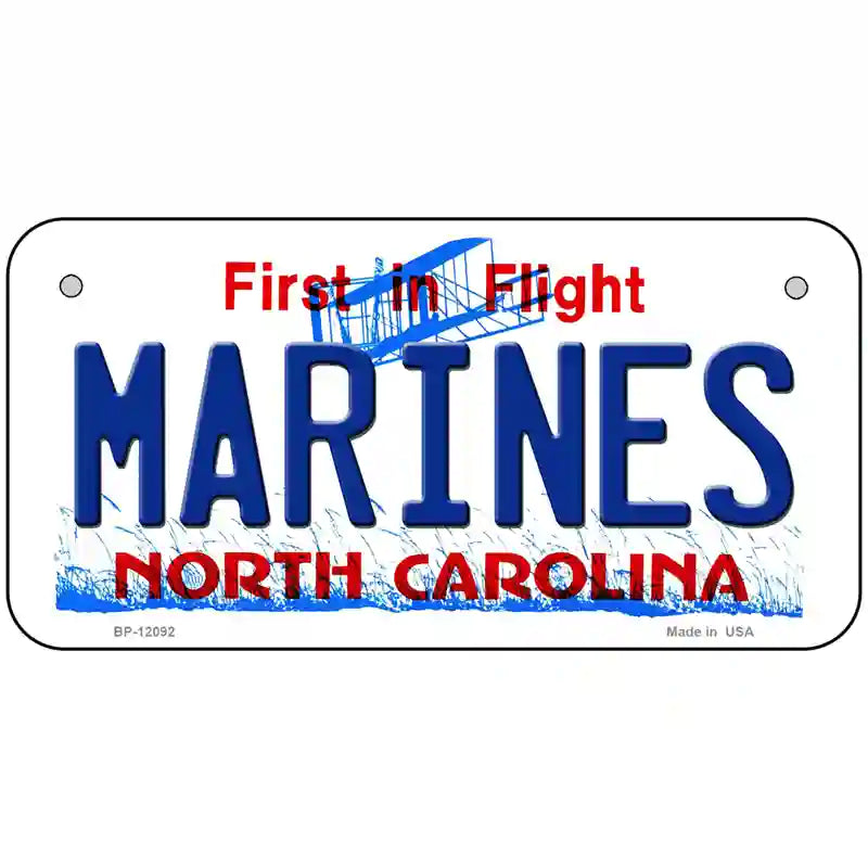 Marines North Carolina State Novelty Metal License Plate 6" x 3" (BP)