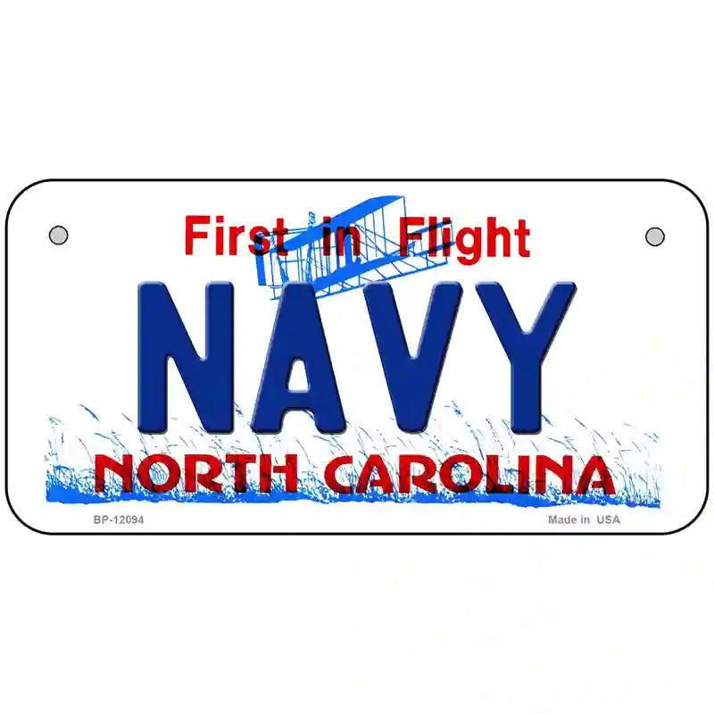 Navy North Carolina State Novelty Metal License Plate 6" x 3" (BP)