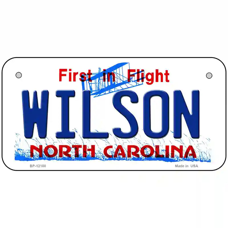 Wilson North Carolina State Novelty Metal License Plate 6" x 3" (BP)