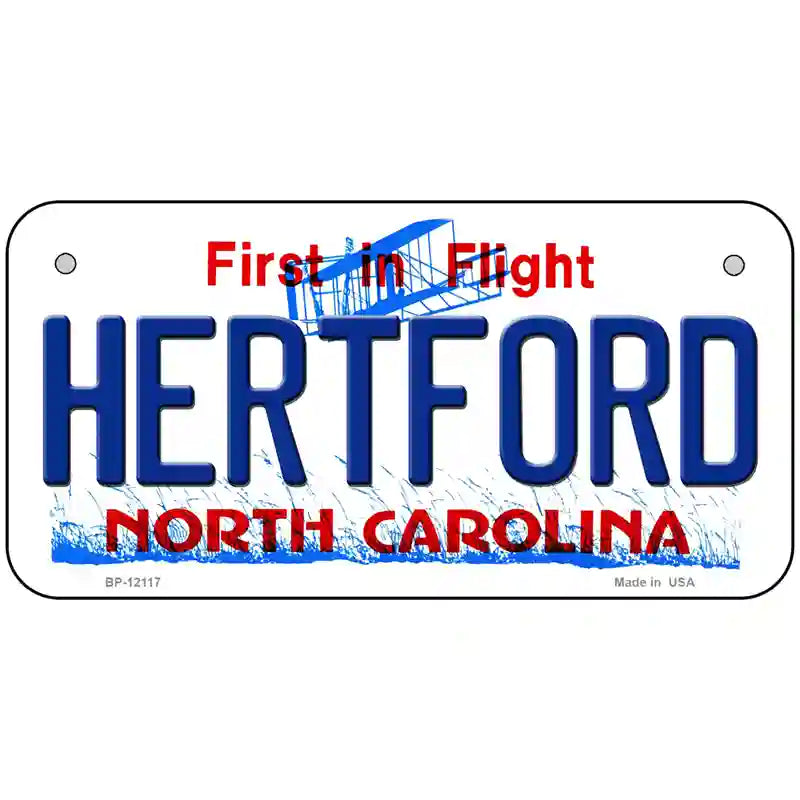 Hertford North Carolina State Novelty Metal License Plate 6" x 3" (BP)