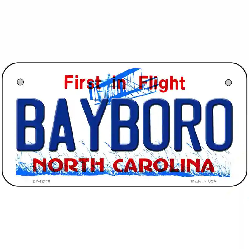 Bayboro North Carolina State Novelty Metal License Plate 6" x 3" (BP)