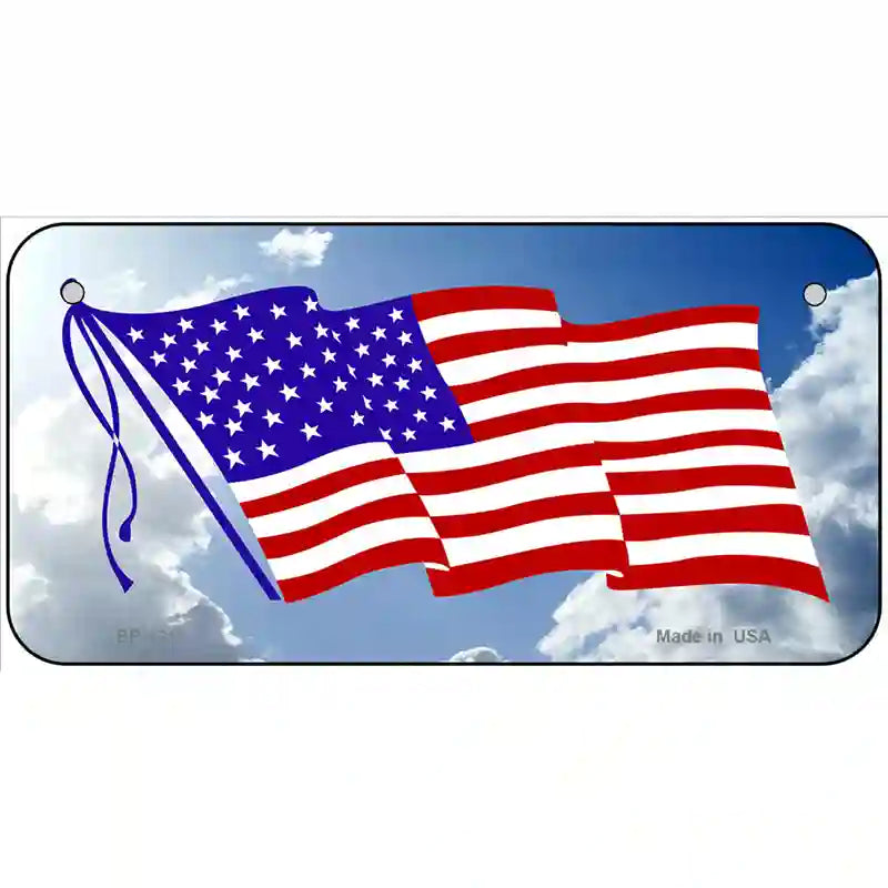 American Flag Cloud Novelty Metal License Plate 6" x 3" (BP)