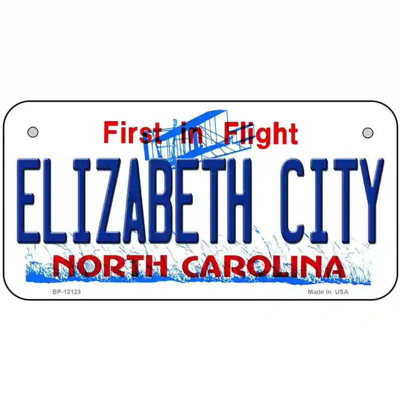 Elizabeth City North Carolina State Novelty Metal License Plate 6" x 3" (BP)