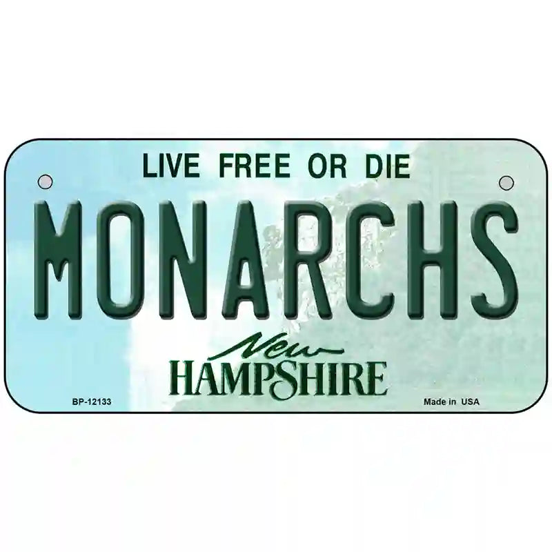 Monarchs New Hampshire Novelty Metal License Plate 6" x 3" (BP)