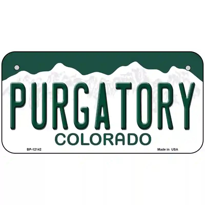 Purgatory Colorado Novelty Metal License Plate 6" x 3" (BP)