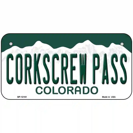 Corkscrew Pass Colorado Novelty Metal License Plate 6" x 3" (BP)