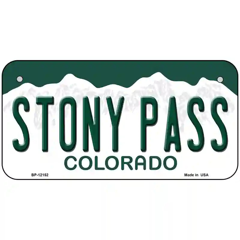 Stony Pass Colorado Novelty Metal License Plate 6" x 3" (BP)