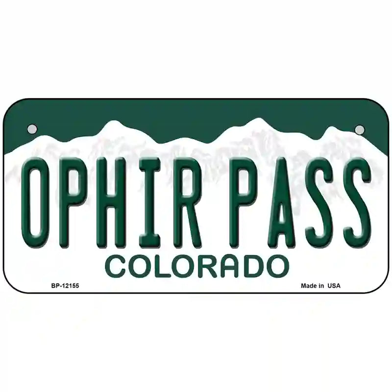 Ophir Pass Colorado Novelty Metal License Plate 6" x 3" (BP)