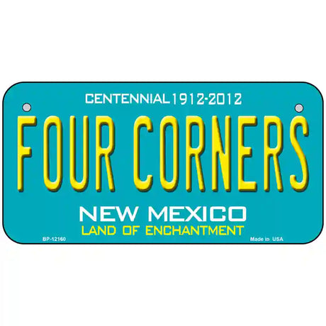 Four Corners Teal New Mexico Novelty Metal License Plate 6" x 3" (BP)