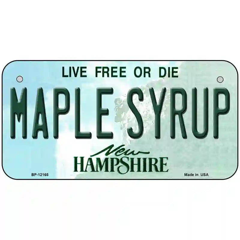 Maple Syrup New Hampshire Novelty Metal License Plate 6" x 3" (BP)