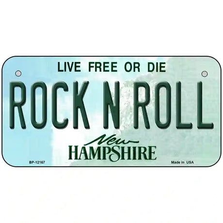 Rock N Roll New Hampshire Novelty Metal License Plate 6" x 3" (BP)