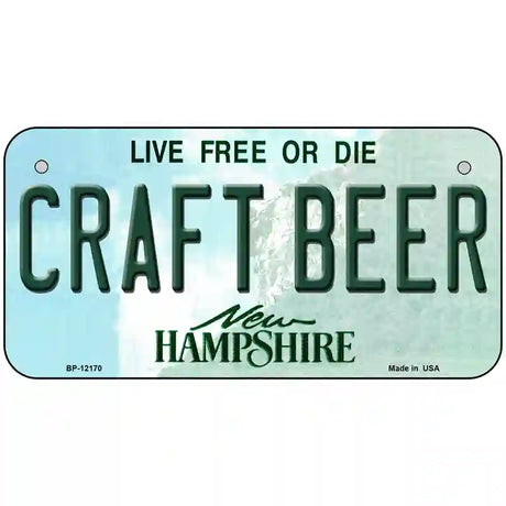 Craft Beer New Hampshire Novelty Metal License Plate 6" x 3" (BP)