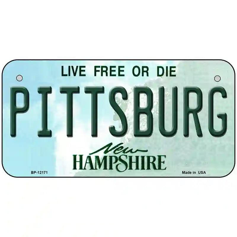 Pittsburg New Hampshire Novelty Metal License Plate 6" x 3" (BP)