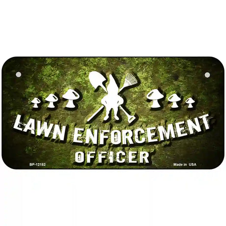 Lawn Enforcement Gnome Novelty Metal License Plate 6" x 3" (BP)