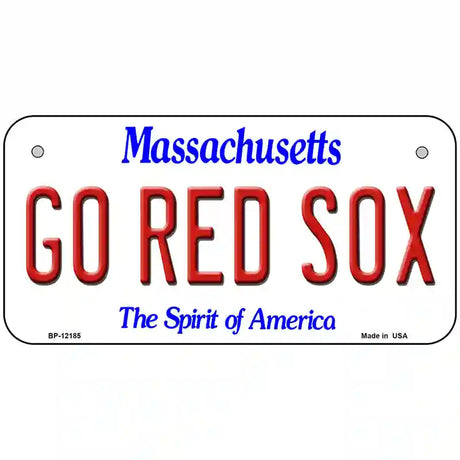 Go Red Sox Massachusetts Novelty Metal License Plate 6" x 3" (BP)