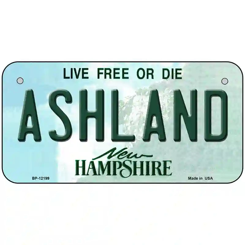 Ashland New Hampshire Novelty Metal License Plate 6" x 3" (BP)