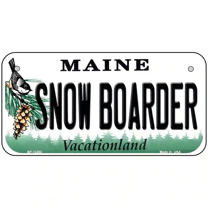 Snow Boarder Maine Novelty Metal License Plate 6" x 3" (BP)