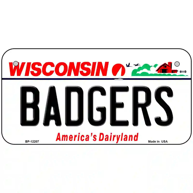 Badgers Wisconsin Novelty Metal License Plate 6" x 3" (BP)