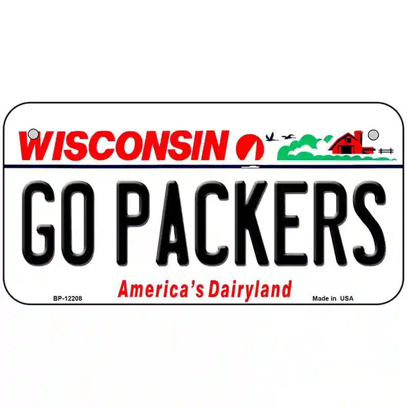 Go Packers Wisconsin Novelty Metal License Plate 6" x 3" (BP)