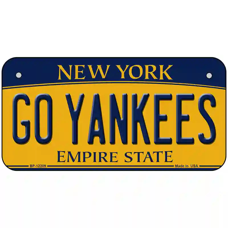 Go Yankees New York Novelty Metal License Plate 6" x 3" (BP)