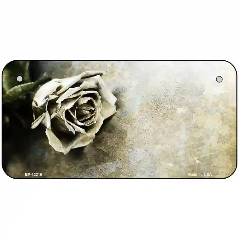 Black and White Rose Novelty Metal License Plate 6" x 3" (BP)