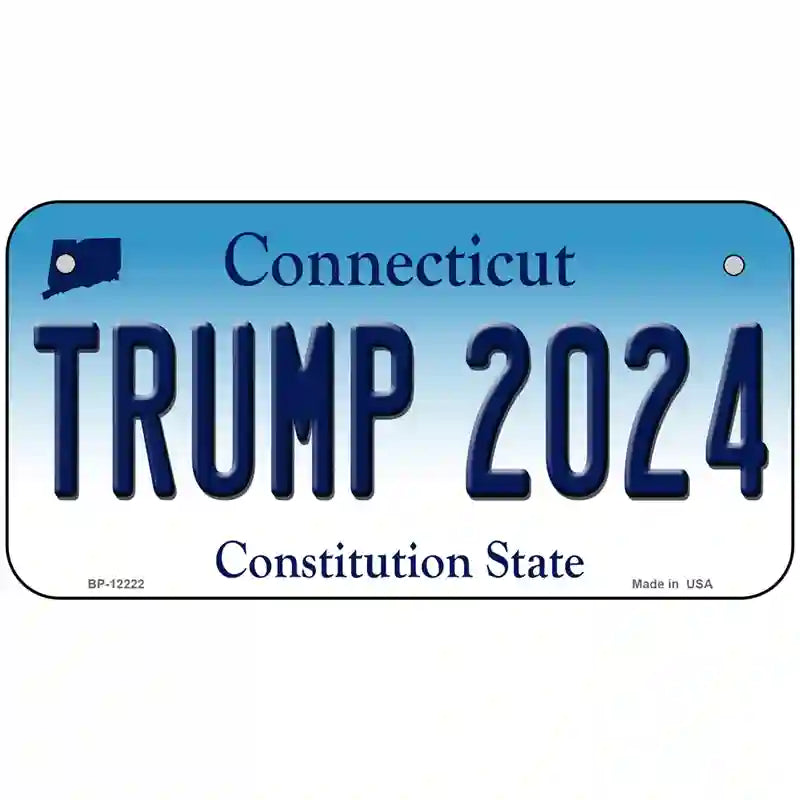 Trump 2024 Connecticut Novelty Metal License Plate 6" x 3" (BP)