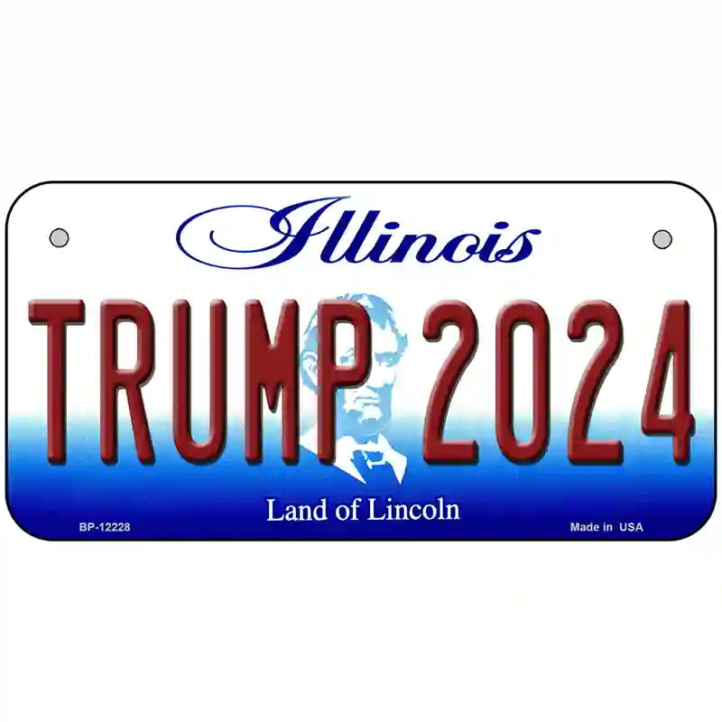 Trump 2024 Illinois Novelty Metal License Plate 6" x 3" (BP)