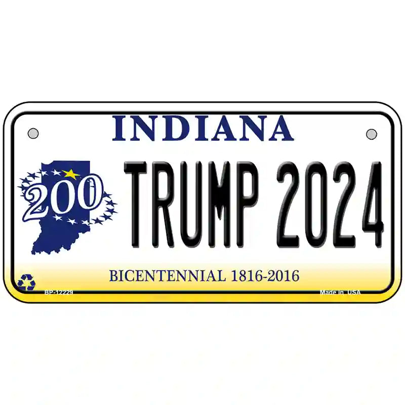 Trump 2024 Indiana Novelty Metal License Plate 6" x 3" (BP)