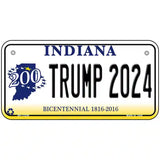 Trump 2024 Indiana Novelty Metal License Plate 6" x 3" (BP)