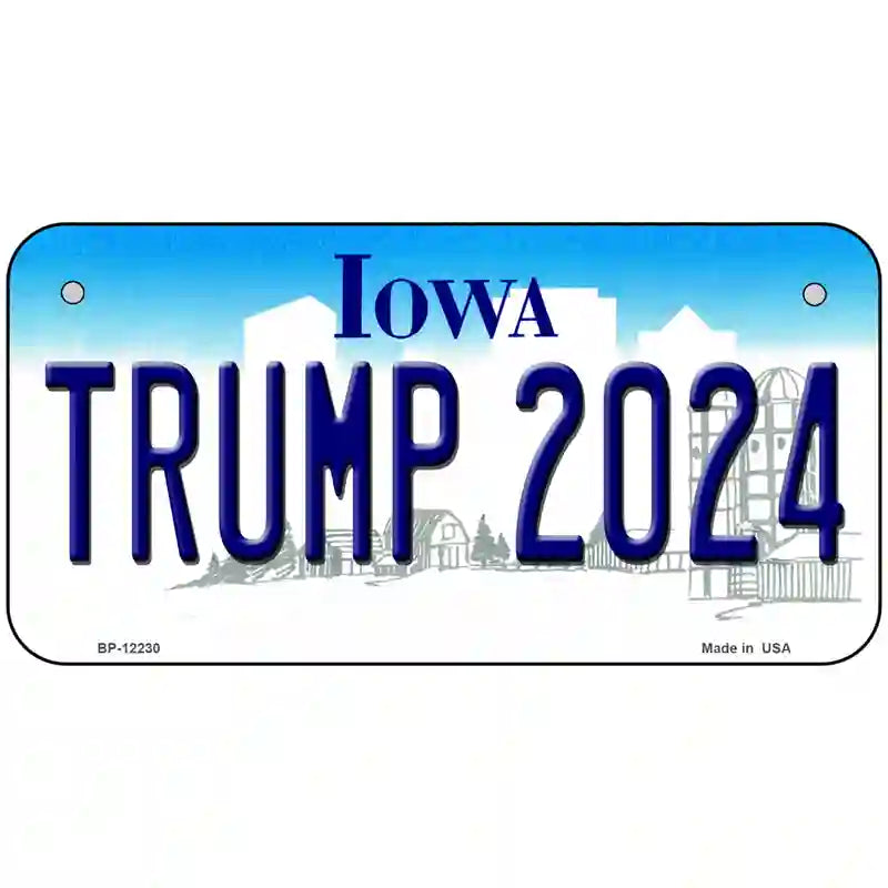 Trump 2024 Iowa Novelty Metal License Plate 6" x 3" (BP)