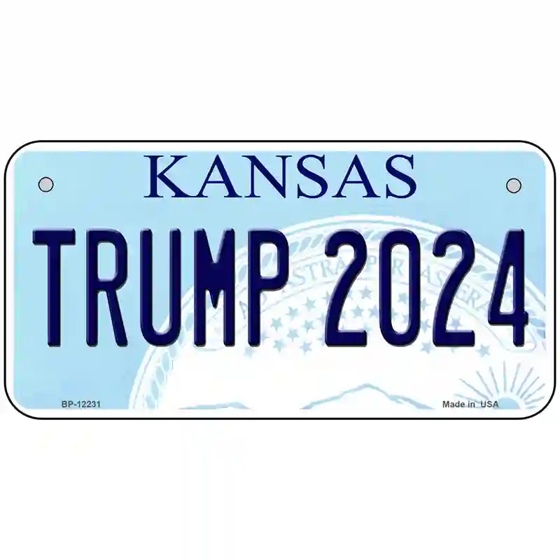 Trump 2024 Kansas Novelty Metal License Plate 6" x 3" (BP)