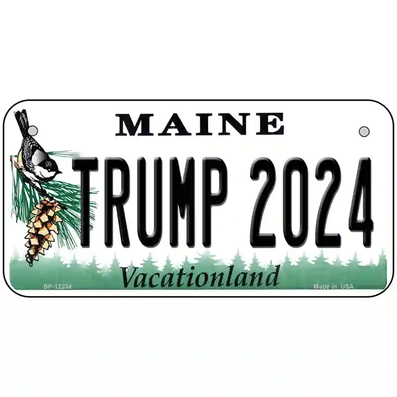 Trump 2024 Maine Novelty Metal License Plate 6" x 3" (BP)