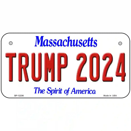 Trump 2024 Massachusetts Novelty Metal License Plate 6" x 3" (BP)