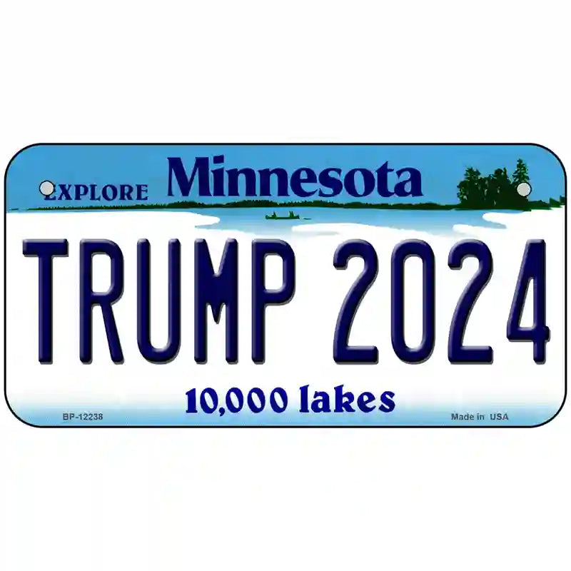 Trump 2024 Minnesota Novelty Metal License Plate 6" x 3" (BP)