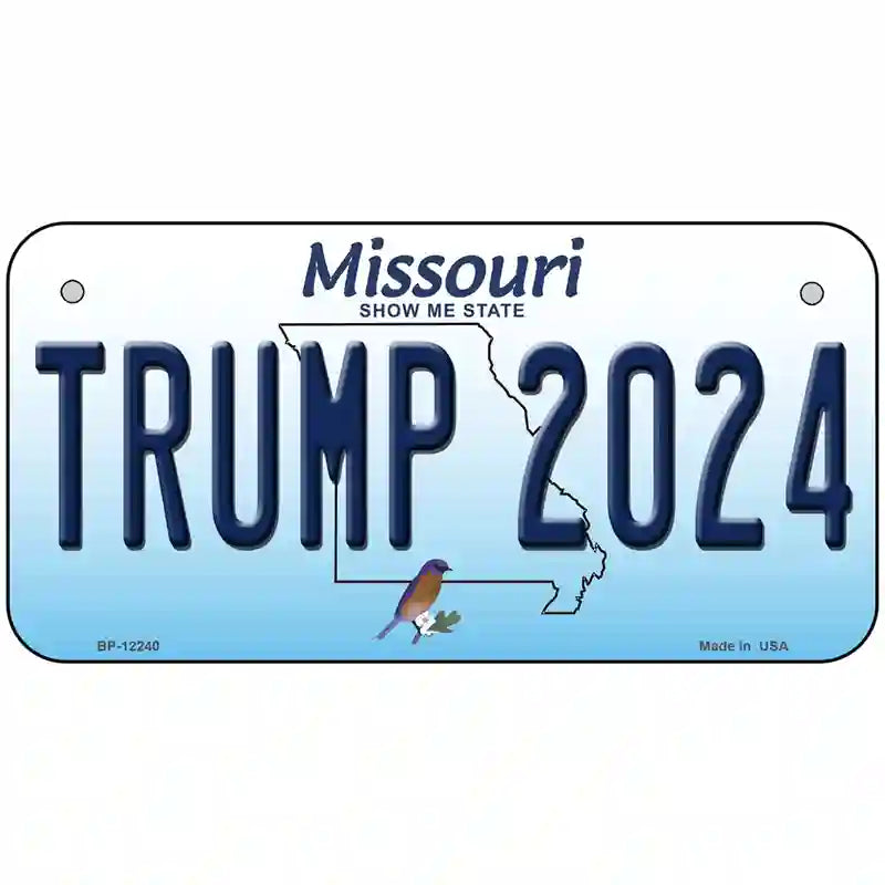 Trump 2024 Missouri Novelty Metal License Plate 6" x 3" (BP)