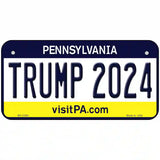 Trump 2024 Pennsylvania Novelty Metal License Plate 6" x 3" (BP)