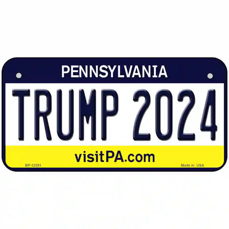 Trump 2024 Pennsylvania Novelty Metal License Plate 6" x 3" (BP)