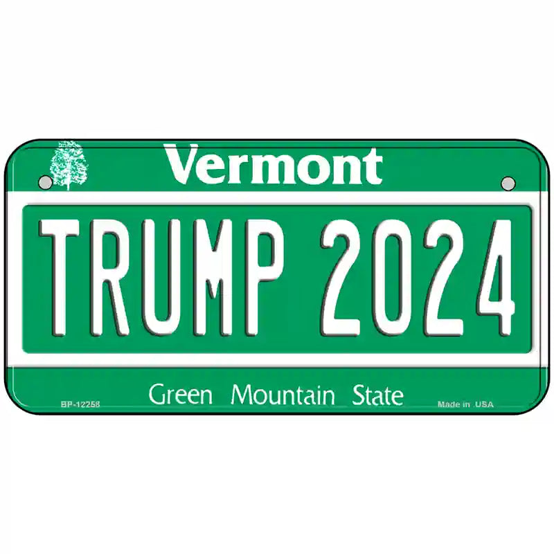 Trump 2024 Vermont Novelty Metal License Plate 6" x 3" (BP)