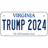 Trump 2024 Virginia Novelty Metal License Plate 6" x 3" (BP)